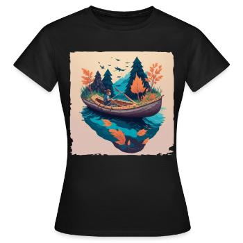 Fantastic angler in autumn - Women's T-Shirt - black - Front - AI Model Female 172 dark (172cm)