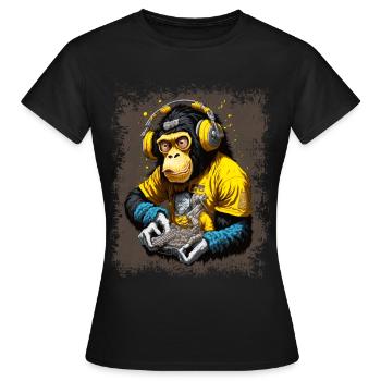 DJ Affe - Frauen T-Shirt - Schwarz - Vorne - AI Model Female 172 dark (172cm)