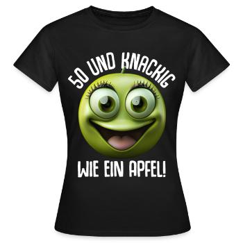 50 Geburtstag und knackig wie ein Apfel - Frauen T-Shirt - Schwarz - Vorne - AI Model Female 172 dark (172cm)