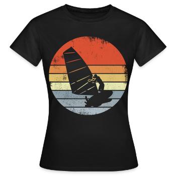 Vintage Windsurfer Skizze - Frauen T-Shirt - Schwarz - Vorne - AI Model Female 172 dark (172cm)
