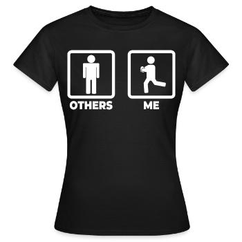 Rugby player stick figure - Women's T-Shirt - black - Front - AI Model Female 172 dark (172cm)