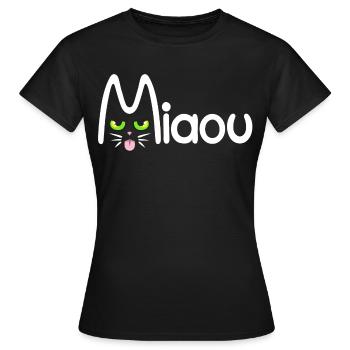 Miaou typographique - T-shirt Femme - noir - Devant - AI Model Female 172 dark (172cm)