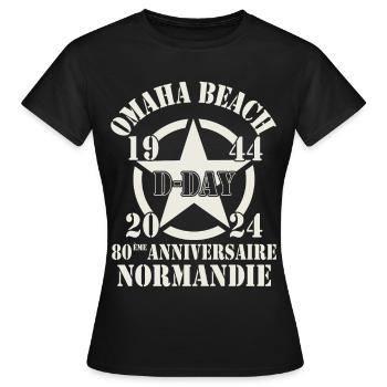 Omaha Beach D-Day 80ème Anniversaire Normandie - T-shirt Femme - noir - Devant - AI Model Female 172 dark (172cm)