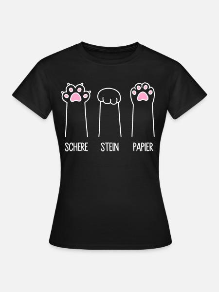 Katze Pfote Katzenpfoten Spiel Schere Stein Papier - Frauen T-Shirt - Schwarz