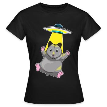 Hamster Spaceship Space - T-shirt Femme - noir - Devant - AI Model Female 172 dark (172cm)