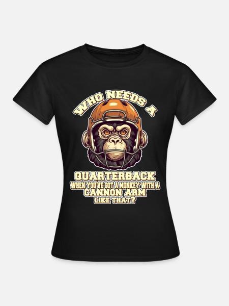 Motivierender Quaterback Affe - Frauen T-Shirt - Schwarz