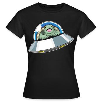 Turtle Spaceship Space - T-shirt Femme - noir - Devant - AI Model Female 172 dark (172cm)