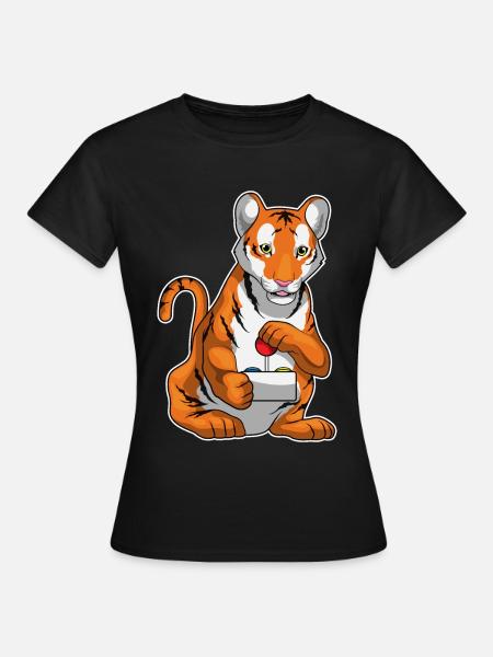 Tiger Gamer Controller - Frauen T-Shirt - Schwarz