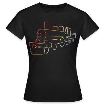 Dampflokomotive Zeichnung - Frauen T-Shirt - Schwarz - Vorne - AI Model Female 172 dark (172cm)