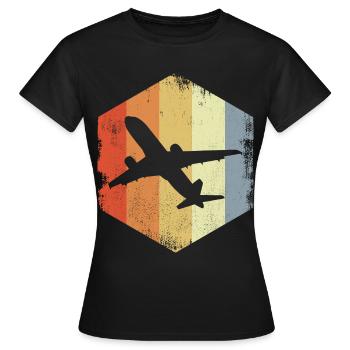 Avion à réaction vintage - T-shirt Femme - noir - Devant - AI Model Female 172 dark (172cm)