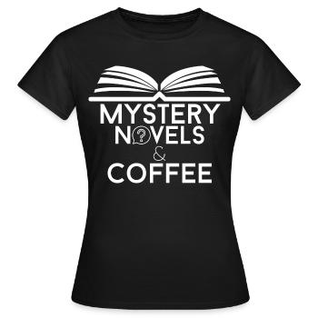 Amateur de livres, romans policiers et café - T-shirt Femme - noir - Devant - AI Model Female 172 dark (172cm)