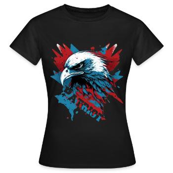 Patriotischer Adler mit Schriftzug - Frauen T-Shirt - Schwarz - Vorne - AI Model Female 172 dark (172cm)