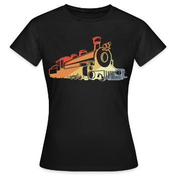 Vintage Dampflokomotive - Frauen T-Shirt - Schwarz - Vorne - AI Model Female 172 dark (172cm)