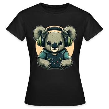 Koala bear with Walkman - Women's T-Shirt - black - Front - AI Model Female 172 dark (172cm)