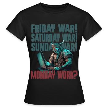 Monday work Programming Vikings - Women's T-Shirt - black - Front - AI Model Female 172 dark (172cm)