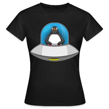 Penguin Spaceship Space - T-shirt Femme - noir - Devant - AI Model Female 172 dark (172cm)