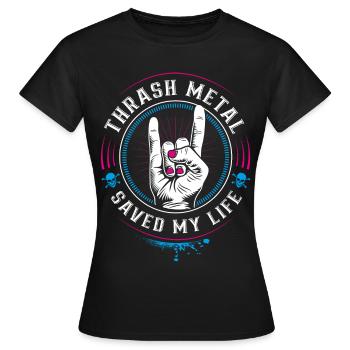 Thrash Metal saved my Life - Mano cornuta - Frauen T-Shirt - Schwarz - Vorne - AI Model Female 172 dark (172cm)