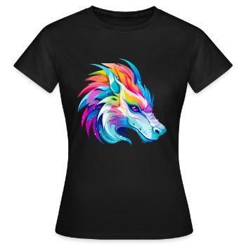 Tête de Dragon Arc-en-ciel - T-shirt Femme - noir - Devant - AI Model Female 172 dark (172cm)