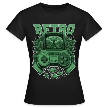Console rétro - T-shirt Femme - noir - Devant - AI Model Female 172 dark (172cm)
