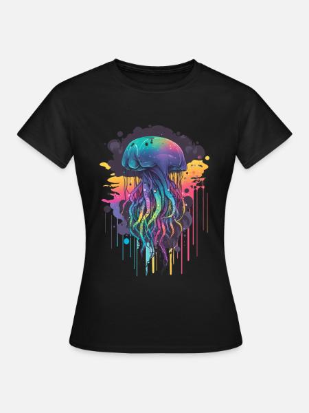 Bunte große Qualle - T-shirt dam - svart