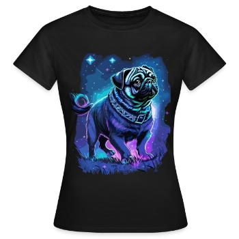 Carlin Chien Minuit Magique - T-shirt Femme - noir - Devant - AI Model Female 172 dark (172cm)