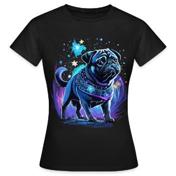 Chien carlin magique de minuit - T-shirt Femme - noir - Devant - AI Model Female 172 dark (172cm)