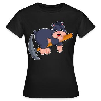 Maulwurf Bergarbeiter Spitzhacke Bergbau - Frauen T-Shirt - Schwarz - Vorne - AI Model Female 172 dark (172cm)