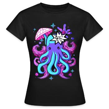 Calmar de poulpe otaku Otaku Kawaii - T-shirt Femme - noir - Devant - AI Model Female 172 dark (172cm)