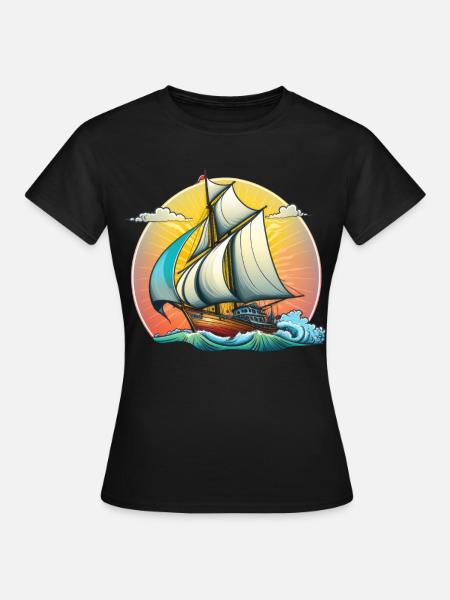 Segelboot - Frauen T-Shirt - Schwarz