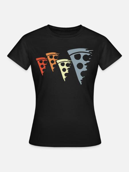 Retro Pizza Skizze - Frauen T-Shirt - Schwarz