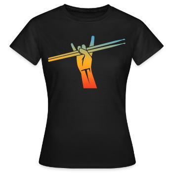 Schlagzeuger Drumsticks - Frauen T-Shirt - Schwarz - Vorne - AI Model Female 172 dark (172cm)