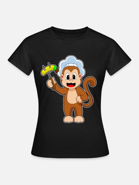 Affe Koch Fleischgabel Kochen - Frauen T-Shirt - Schwarz
