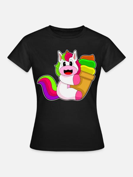 Einhorn Waffeleis - Frauen T-Shirt - Schwarz