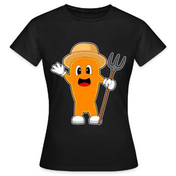 Karotte Landwirt Mistgabel Bauernhof - Frauen T-Shirt - Schwarz - Vorne - AI Model Female 172 dark (172cm)