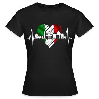 Rome Colosseum Heartbeat Roma Skyline Rome Italy - Women's T-Shirt - black - Front - AI Model Female 172 dark (172cm)
