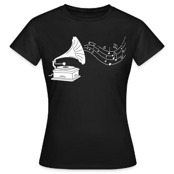 gramophone blanc et musique - T-shirt Femme - noir - Devant - AI Model Female 172 dark (172cm)