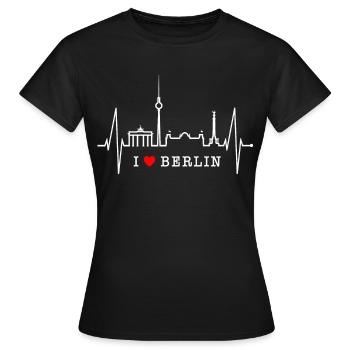 Berlin Skyline Heartbeat Heart Love Love Berliners - T-shirt Femme - noir - Devant - AI Model Female 172 dark (172cm)