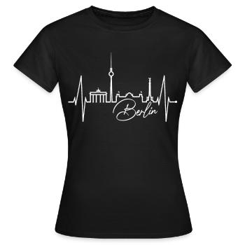 Berlin Skyline Heartbeat Heart Love Love Berliners - T-shirt Femme - noir - Devant - AI Model Female 172 dark (172cm)