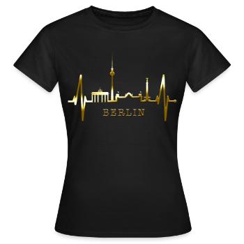 Berlin Skyline Heartbeat Heart Love Love Berliners - T-shirt Femme - noir - Devant - AI Model Female 172 dark (172cm)