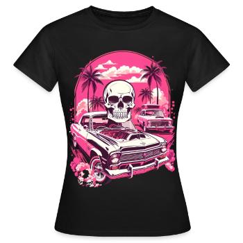 Voiture classique et crâne - T-shirt Femme - noir - Devant - AI Model Female 172 dark (172cm)
