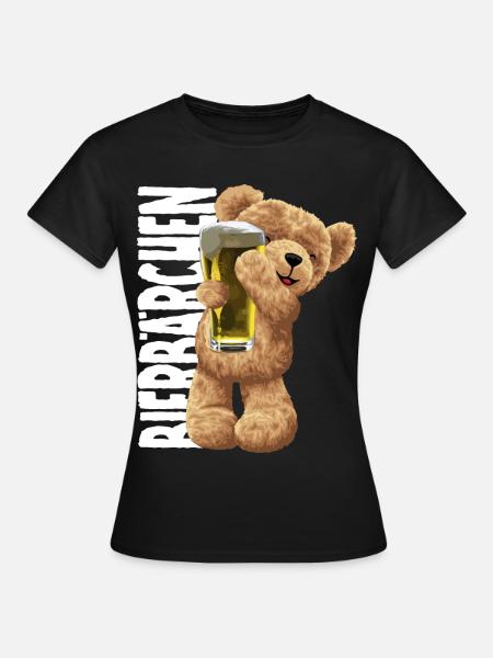 Bierliebendes Plüschbär Motiv Bierfreund - Frauen T-Shirt - Schwarz