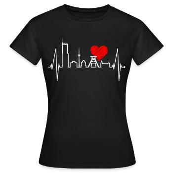 Essen Skyline Herzschlag Ruhrpott Fan Herz Essener - T-shirt Femme - noir - Devant - AI Model Female 172 dark (172cm)