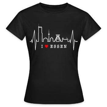 Essen Skyline Herzschlag Ruhrpott Fan Herz Essener - T-shirt Femme - noir - Devant - AI Model Female 172 dark (172cm)
