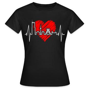 Essen Skyline Herzschlag Ruhrpott Fan Herz Essener - T-shirt Femme - noir - Devant - AI Model Female 172 dark (172cm)