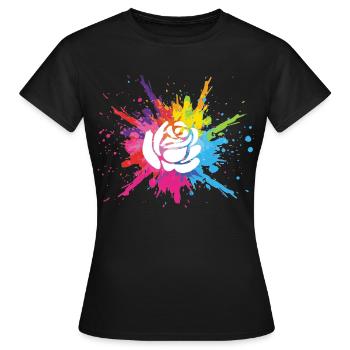 Weiße Blume und mehrfarbige Explosion - Frauen T-Shirt - Schwarz - Vorne - AI Model Female 172 dark (172cm)