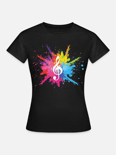 Musik und mehrfarbige Explosion (weiß) - Frauen T-Shirt - Schwarz