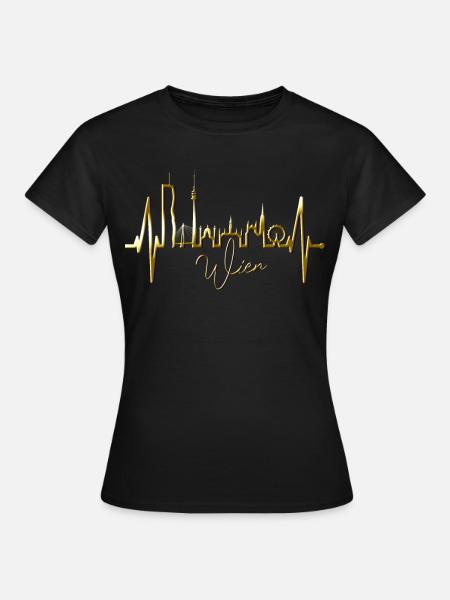 Wien Skyline Herzschlag Österreich Liebe Vienna - Frauen T-Shirt - Schwarz