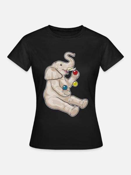 Elefant Jongleur Jonglieren - Frauen T-Shirt - Schwarz