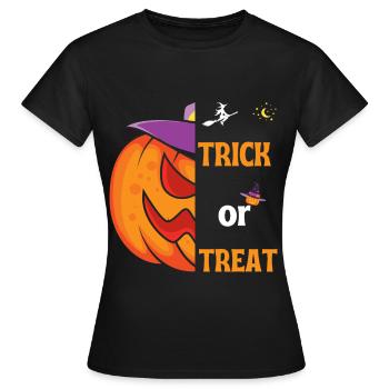 Cadeau halloween "Trick or Treat" - T-shirt Femme - noir - Devant - AI Model Female 172 dark (172cm)