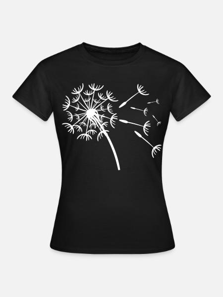 Verspieltes Pusteblumen-Design - Frauen T-Shirt - Schwarz